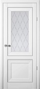Дверное полотно Прадо Vinyl белый стекло мателюкс Гранд, молдинг серебро