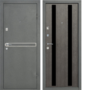 Дверь метал. УД, СИРИУС, мод. 702, Шёлк- Чёрное стекло/венге, 860х2050